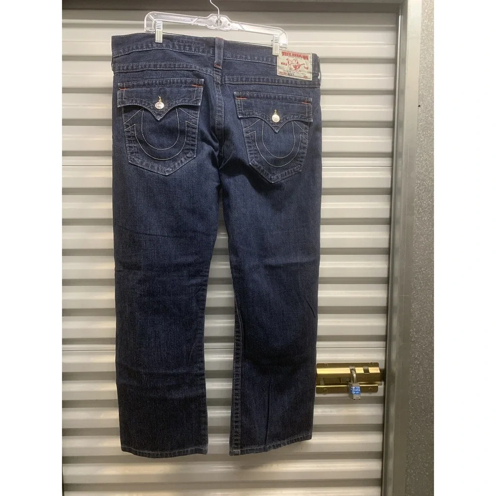 True Religion Ricky Relax Straight Flap Jean Mens 40x31 Dark Wash 100% Cotton